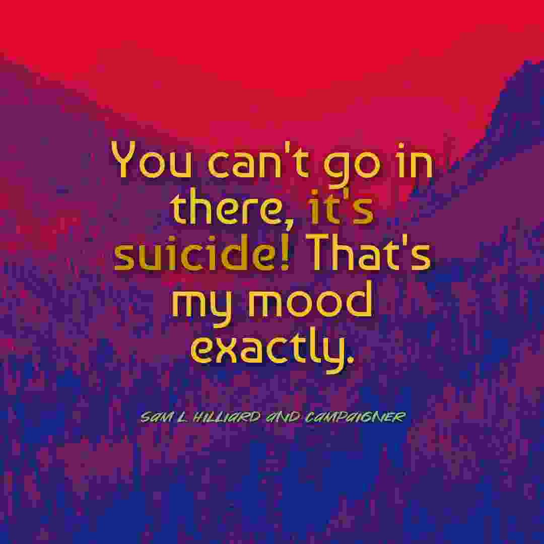 You Can't Go In There, It's Suicide! That's My Mood Exactly, A Quote By Sam L Hilliard and Campaigner