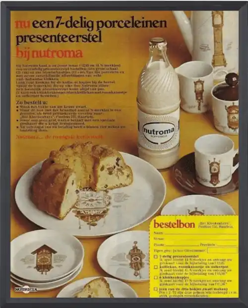 advert for clock porselain